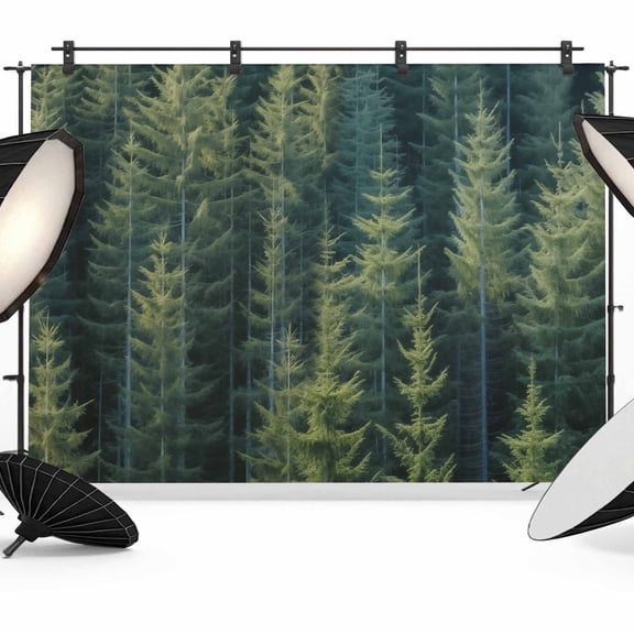 10x8ft Photo Backdrop, Green Forest Soft Polyester Backdrop Curtains Photography Backdrops, Pine Tree Summer Botanical Modern Art Brushed Background for Photoshoots Studio Video Portrait Parties