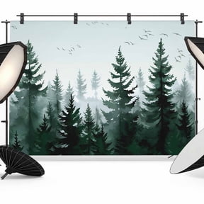10x8ft Photo Backdrop, Green Mist Forest Soft Polyester Backdrop Curtains Photography Backdrops, Farmhouse Trees Nature Landscape Brushed Background for Photoshoots Studio Video Portrait Parties