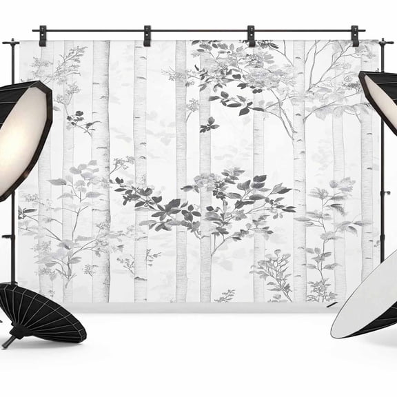 10x8ft Photo Backdrop, Grey Branches Forest Soft Polyester Backdrop Curtains Photography Backdrops, Gray Tree Watercolor Brushed Background for Photoshoots Studio Video Portrait Parties