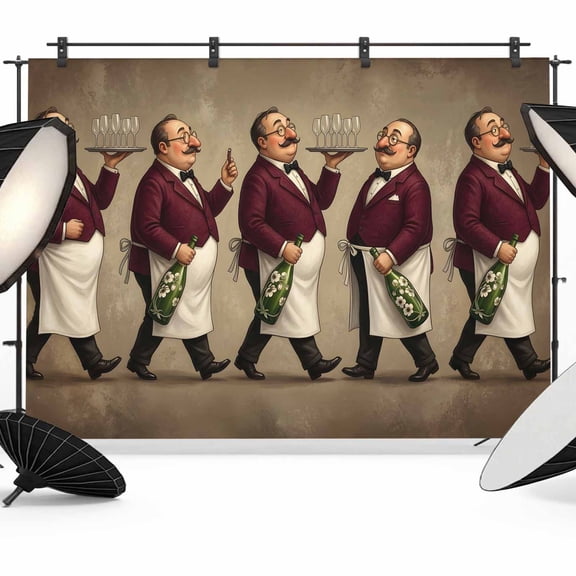 10x8ft Photo Backdrop, Italian Chefs Soft Polyester Backdrop Curtains Photography Backdrops, Wine Bottles Gourmet Kitchen Vintage Brushed Background for Photoshoots Studio Video Portrait Parties