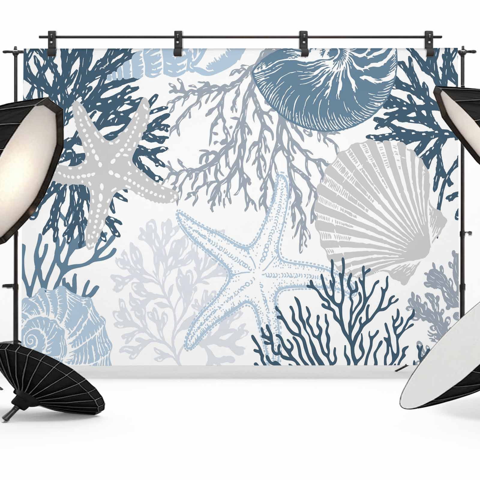 10x8ft photo backdrop, starfish coastal soft polyester... 10x8ft Photo Backdrop, Lack Blue Coastal Soft Polyester Backdrop ...