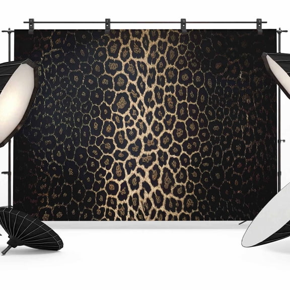 10x8ft Photo Backdrop, Leopard Print Soft Polyester Backdrop Curtains Photography Backdrops, Chic Abstract Black Brown Animals Texture Brushed Background for Photoshoots Studio Video Portrait Parties