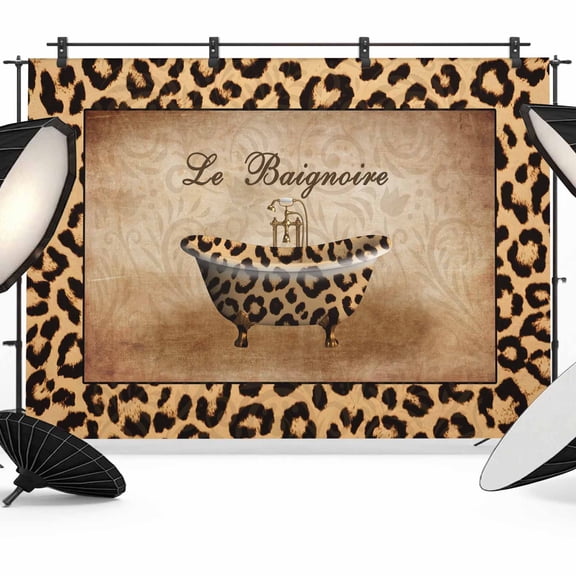 10x8ft Photo Backdrop, Leopard Printed Soft Polyester Backdrop Curtains Photography Backdrops, Funny Animals Textured Bathtubs Brushed Background for Photoshoots Studio Video Portrait Parties