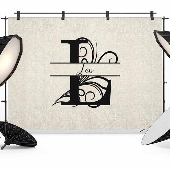 10x8ft Photo Backdrop, Letter L Soft Polyester Backdrop Curtains Photography Backdrops, Monogram Words Brushed Background for Photoshoots Studio Video Portrait Parties