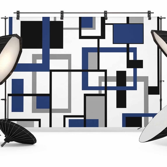 10x8ft Photo Backdrop, Navy Blue Black Grey Geometric Soft Polyester ...