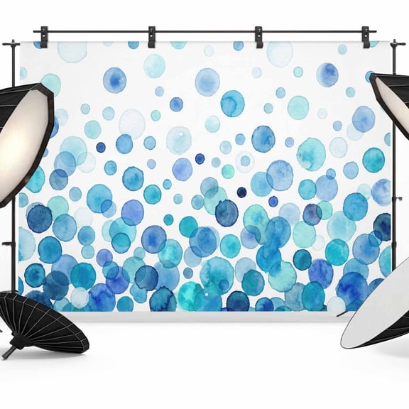 10x8ft Photo Backdrop, Ombre Blue Polka Dot Soft Polyester Backdrop Curtains Photography Backdrops, Abstract Watercolor Geometric Gradient Brushed Background for Photoshoots Studio Video Portrait