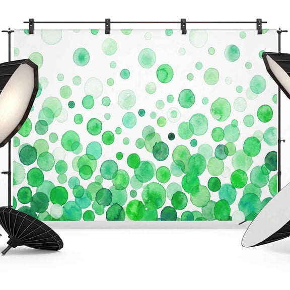 10x8ft Photo Backdrop, Ombre Green Polka Dot Soft Polyester Backdrop Curtains Photography Backdrops, Abstract Watercolor Geometric Gradient Brushed Background for Photoshoots Studio Video Portrait