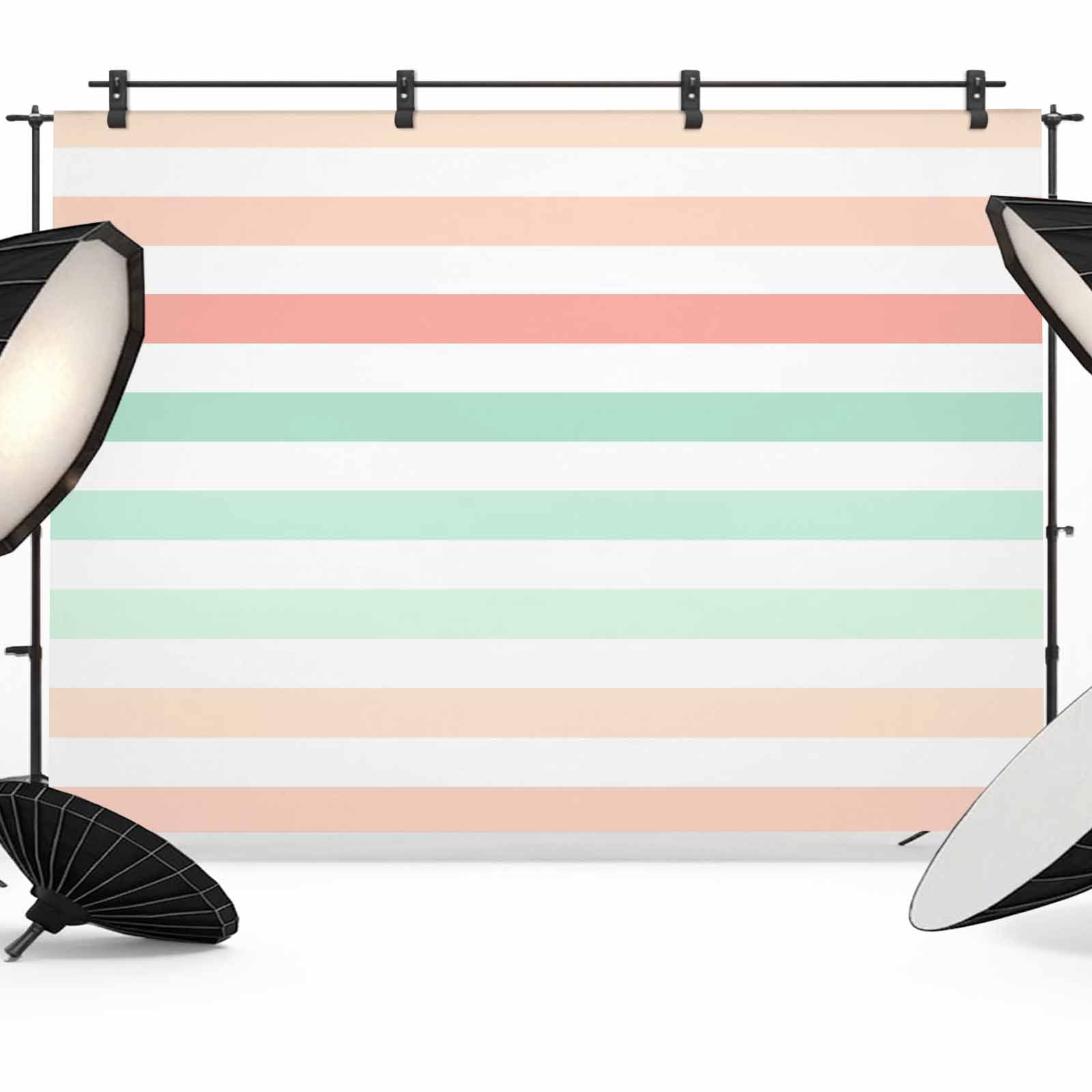 10x8ft Photo Backdrop, Peach Pink Green Ombre Soft Polyester Backdrop ...