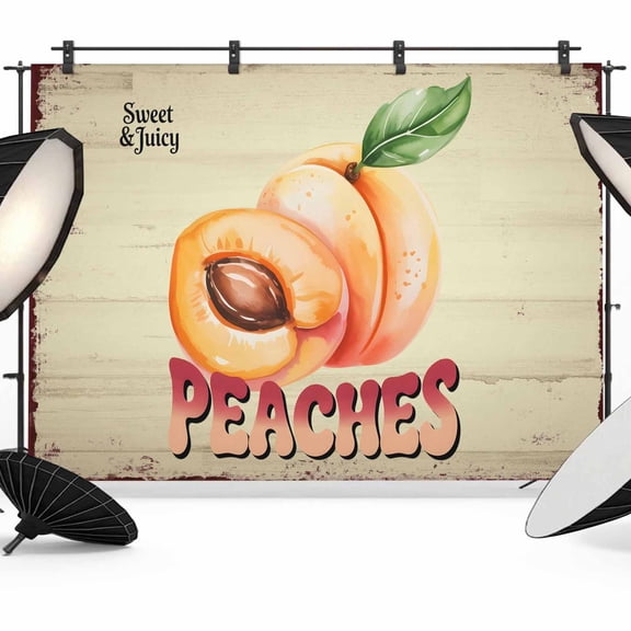 10x8ft Photo Backdrop, Pink Peaches Soft Polyester Backdrop Curtains Photography Backdrops, Vintage Farmhouse Botanical Fruit Leaves Brushed Background for Photoshoots Studio Video Portrait Parties