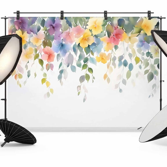 10x8ft Photo Backdrop, Pink Spring Flower Soft Polyester Backdrop Curtains Photography Backdrops, Pastoral Floral Leaves Country Rustic Brushed Background for Photoshoots Studio Portrait Parties