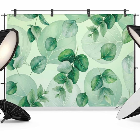 10x8ft Photo Backdrop, Sage Green Eucalyptus Leaves Soft Polyester Backdrop Curtains Photography Backdrops, Spring Botanical Weeping Leaf Brushed Background for Photoshoots Studio Video Portrait
