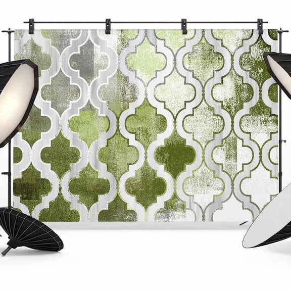 10x8ft Photo Backdrop, Sage Green Morocco Soft Polyester Backdrop Curtains Photography Backdrops, Vintage Grey Shabby Chic Plaid Brushed Background for Photoshoots Studio Video Portrait Parties