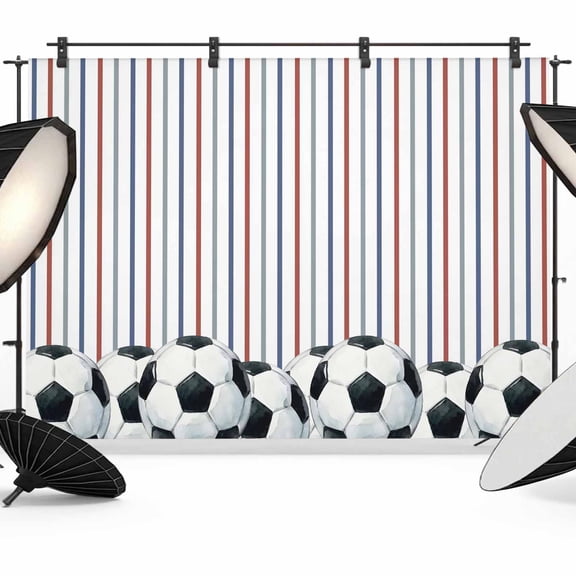 10x8ft Photo Backdrop, Soccer Red Blue Striped Soft Polyester Backdrop Curtains Photography Backdrops, Geometric Modern Farmhouse Sports Brushed Background for Photoshoots Studio Video Portrait Party