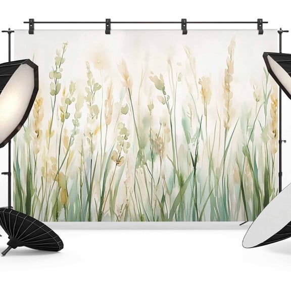 10x8ft Photo Backdrop, Spring Green Leaf Soft Polyester Backdrop Curtains Photography Backdrops, Botanical Watercolor Plant Brushed Background for Photoshoots Studio Video Portrait Parties