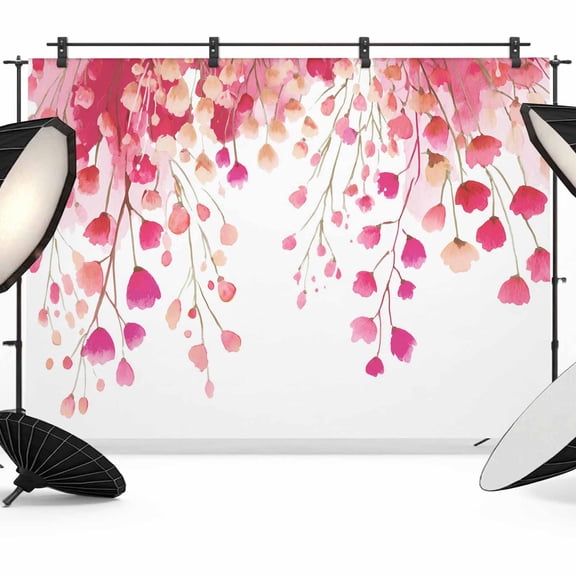 10x8ft Photo Backdrop, Spring Pink Wisteria Flowers Soft Polyester Backdrop Curtains Photography Backdrops, Rustic Floral Branches Brushed Background for Photoshoots Studio Video Portrait Parties