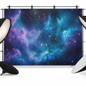 10x8ft Photo Backdrop, Starry Sky Soft Polyester Backdrop Curtains Photography Backdrops, Modern Rustic Blue Purple Ombre Star Night Brushed Background for Photoshoots Studio Video Portrait Parties