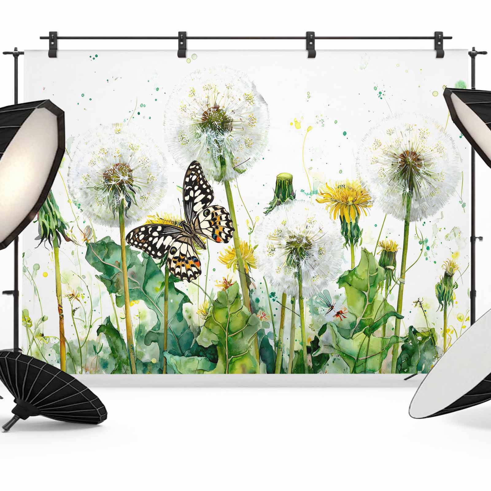 10x8ft Photo Backdrop, Wild Dandelions Soft Polyester Backdrop Curtains ...