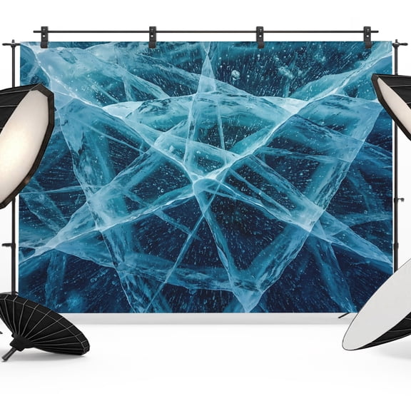 10x8ft Photo Backdrop, Winter Cracked Ice Soft Polyester Backdrop Curtains Photography Backdrops, Blue Cyan Abstract Geometric Striped Brushed Background for Photoshoots Studio Video Portrait Parties