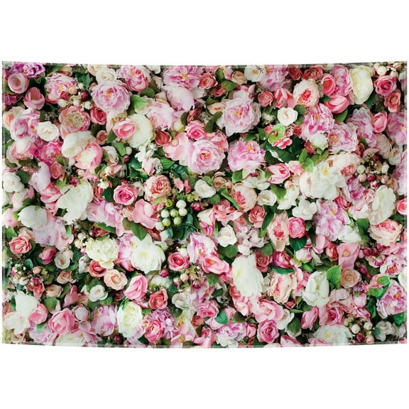10x8ft Polyester Flower Photo Background, Pink Rose Photography Backdrop for Pictures, Newborn Bridal Shower Birthday Party Banner Decor Supplies
