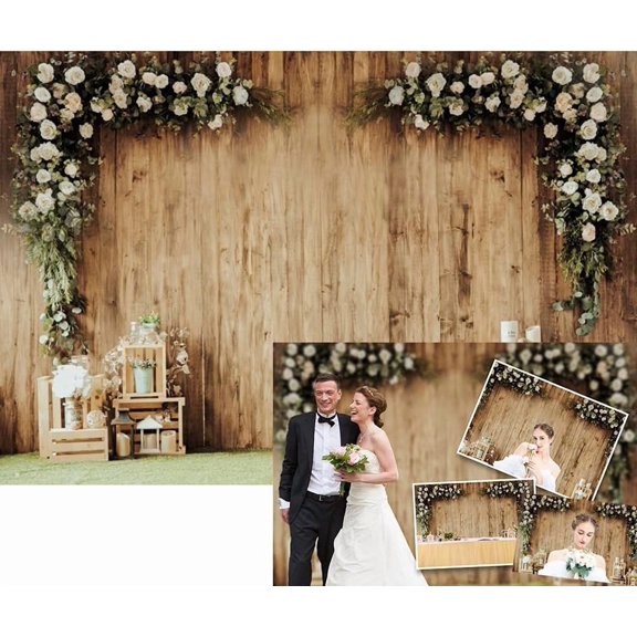 10x8ft Polyester Wedding Backdrop Rustic Floral Flower Wall Backdrop Bridal Shower Reception Ceremony Photography Background Wedding Proposal Party Birthday Party YouTube Photo Prop