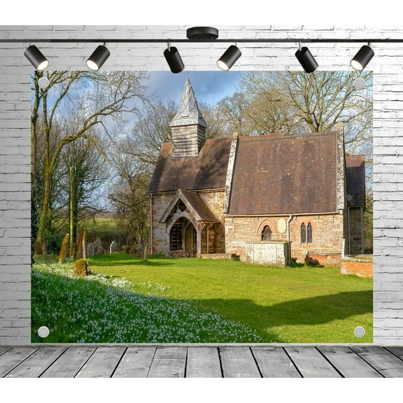 10x8ft Rustic Backdrop Country Church Photo Backdrop Summer Background for Theme Party Wedding Birthday Baby Shower Decoration Banner Photo Booth Studio Props