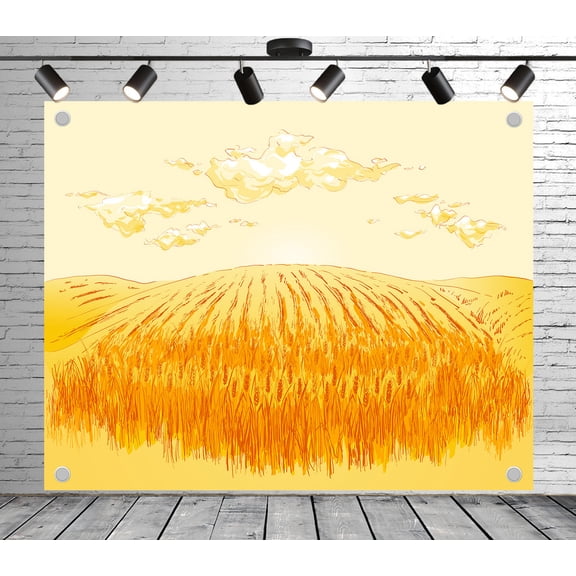 10x8ft Rustic Backdrop Golden Wheat Field Photo Backdrop Summer Background Decoration Banner for Theme Party Wedding Birthday Baby Shower Photo Booth Studio Props