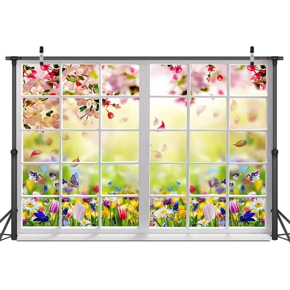 10x8ft Spring Backdrop Spring Pink Flowers Photography Backdrop Nature Backdrop Easter Wood Floor Photo Backdrop Baby Shower Kids Photoshoot Banner D699
