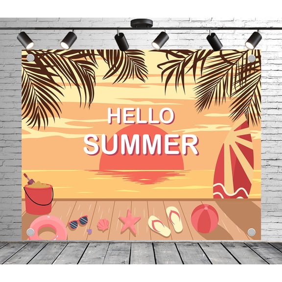 10x8ft Summer Backdrop Tropical Sunset Scenery Photo Backdrop Beach Background Decoration Banner for Theme Party Wedding Birthday Baby Shower Photo Booth Studio Props