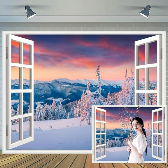 10x8ftChristmas Backdrop Winter Scene Wonderland Backdrop Xmas Tree Snowflake Photography Background New Year Xmas Family Holiday Party Decorations Banner Photo Shoot Props