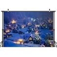 thumbnail image 1 of 10x8ftChristmas Photography Backdrop Xmas Winter Rustic Village Night View Scenery Background Retro Xmas Tree Forest Banner for Christmas Happy New Year Party Decorations Holiday Photobooth Props, 1 of 5