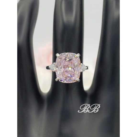 10x8mm-12x10mm Elongated Cushion Cut, Three Stone Engagement Wedding Promise Ring, 5A Quality Cubic Zirconia