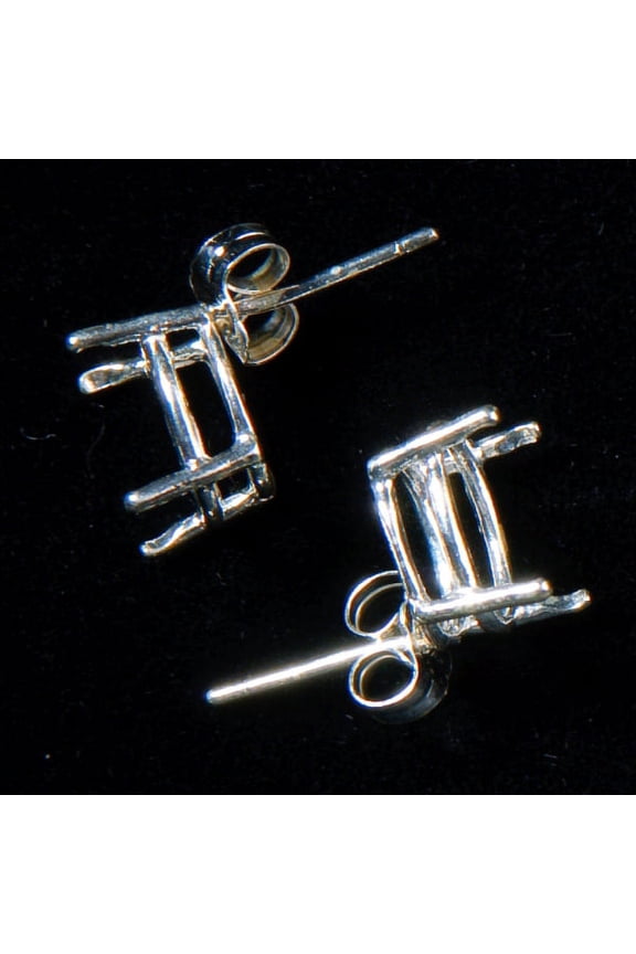 10x8mm Sterling Silver Wire Basket Oval Stud Earring Setting for Faceted Gemstone - Pack of 2
