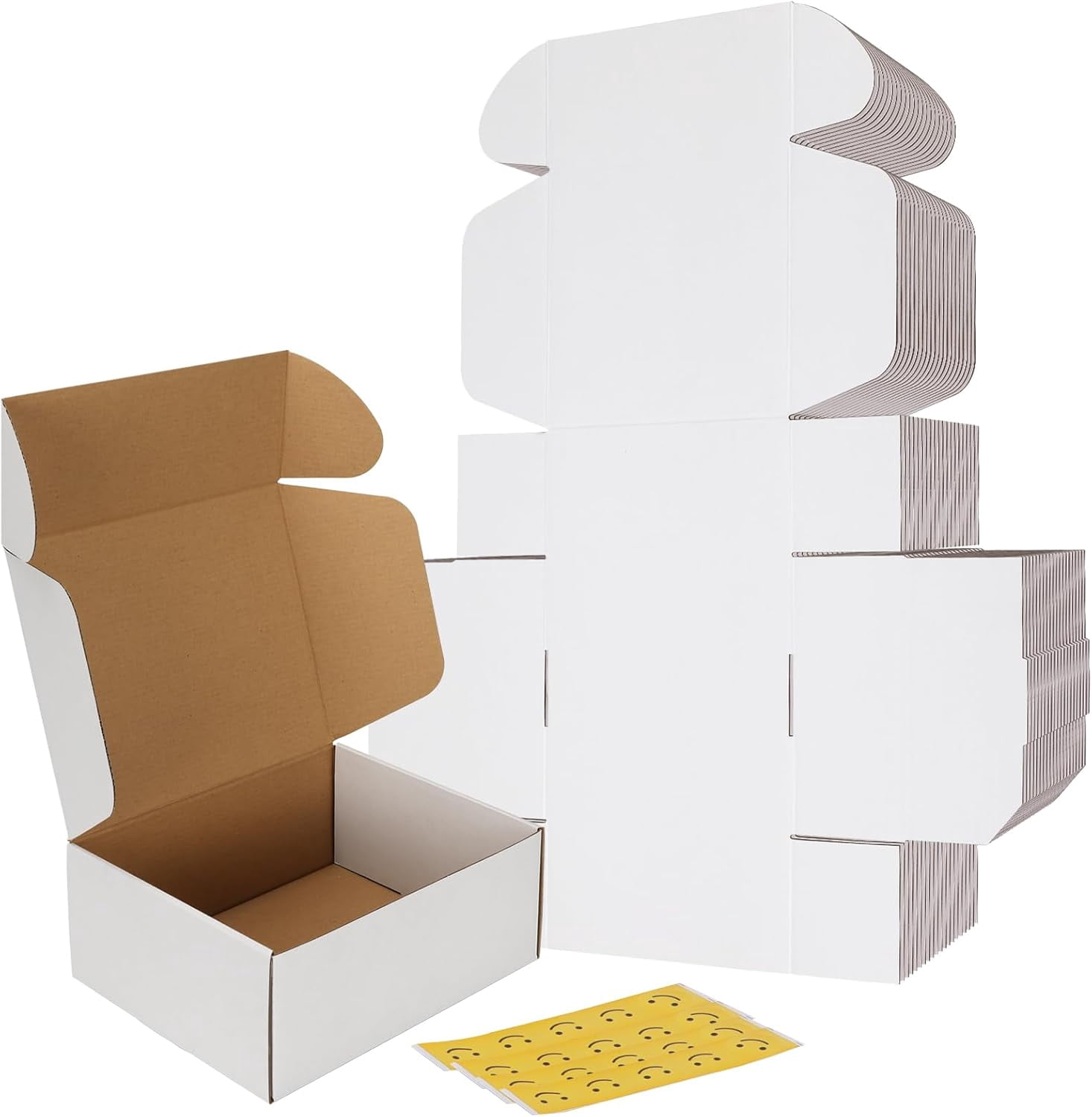10x8x4 Inches Shipping Boxes Set of 20, White Small Corrugated ...