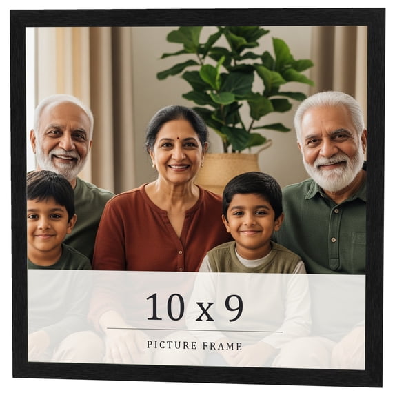 10x9 Frame Black Charcoal Grey Wood Textured Picture Frame | 0.75 Inch Moulding Width | Gunmetal