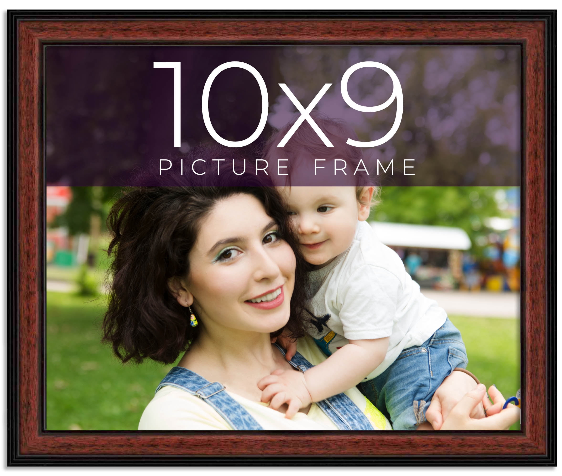 10x9 Frame Executive Brown Round Mahogany Finish Solid Wood Picture ...