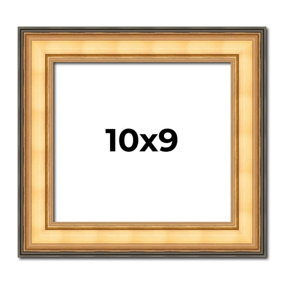 10x9 Frame Gold Plein Aire Solid Wood Picture Frame Width 2 Inches | Interior Frame Depth 0.5