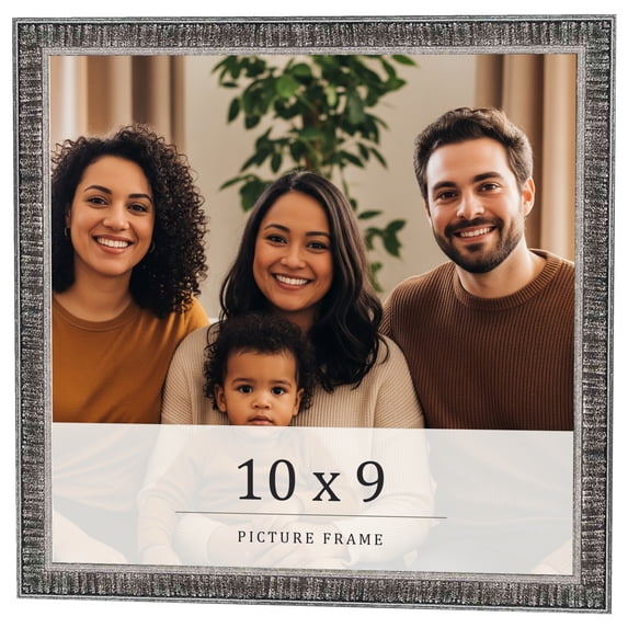 10x9 Frame Silver Grey Distressed Solid Wood Picture Frame | 0.75 Inch Moulding Width | Interior