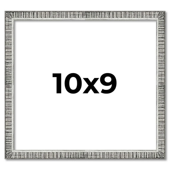 10x9 Frame Silver Grey Distressed Solid Wood Picture Frame | 0.75 Inch Moulding Width | Interior