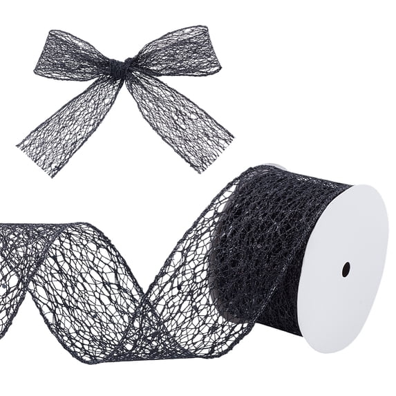 10yards Black Mesh Wire Ribbon with Paillettes 2 inch Wire Ribbon ...