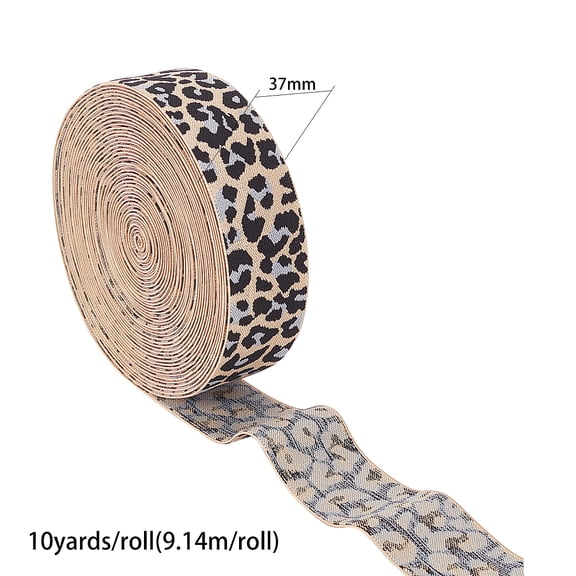 10yards Flat Elastic Rubber Cord/Band Garment Sewing Accessories Leopard Print PeachPuff 37mm