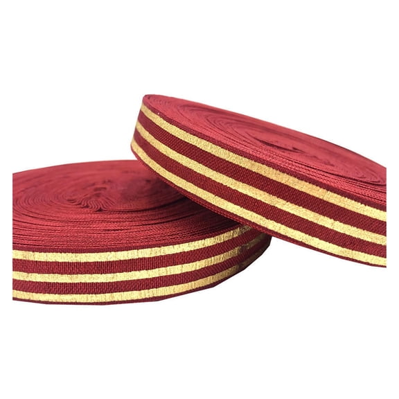 10yards Gold Foil Stripes Printed Fold Over Elastic Ribbon Craft DIY Headwear Hair Home Sewing Gift Wrapping Accessories