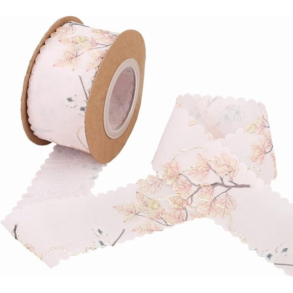 10yards Polyester Ribbon Tree Pattern for Cloth Dress Sewing Accessories Pink 1-1/2~1-5/8 inch(38~40mm) DIY