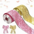 thumbnail image 1 of 10yd 50mm Christmas Ribbon Wired Edge Glitter Ribbon for Gift Wrapping Xmas Tree Bowknot Wreath Ornament Decoration, 1 of 10