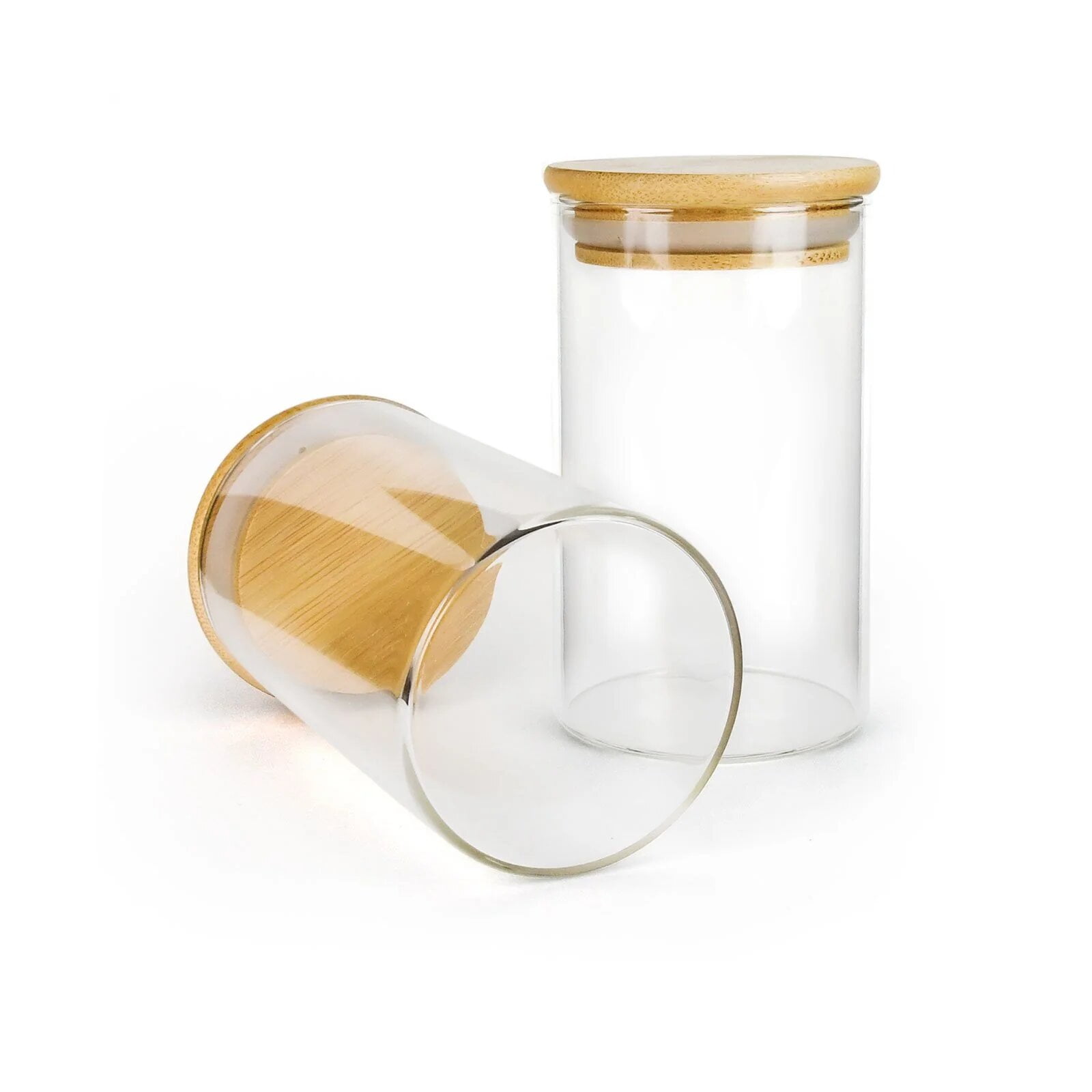 4oz Wooden Lid Suction Glass Jar - Bamboo with Silicone Lid - Fits 7 gram