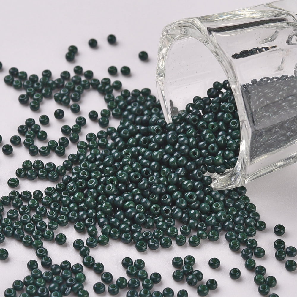 11/0 FGB Grade A Round Glass Seed Beads Baking Paint Dark Green 2.3x1.5mm Hole: 1mm 48500pcs/pound