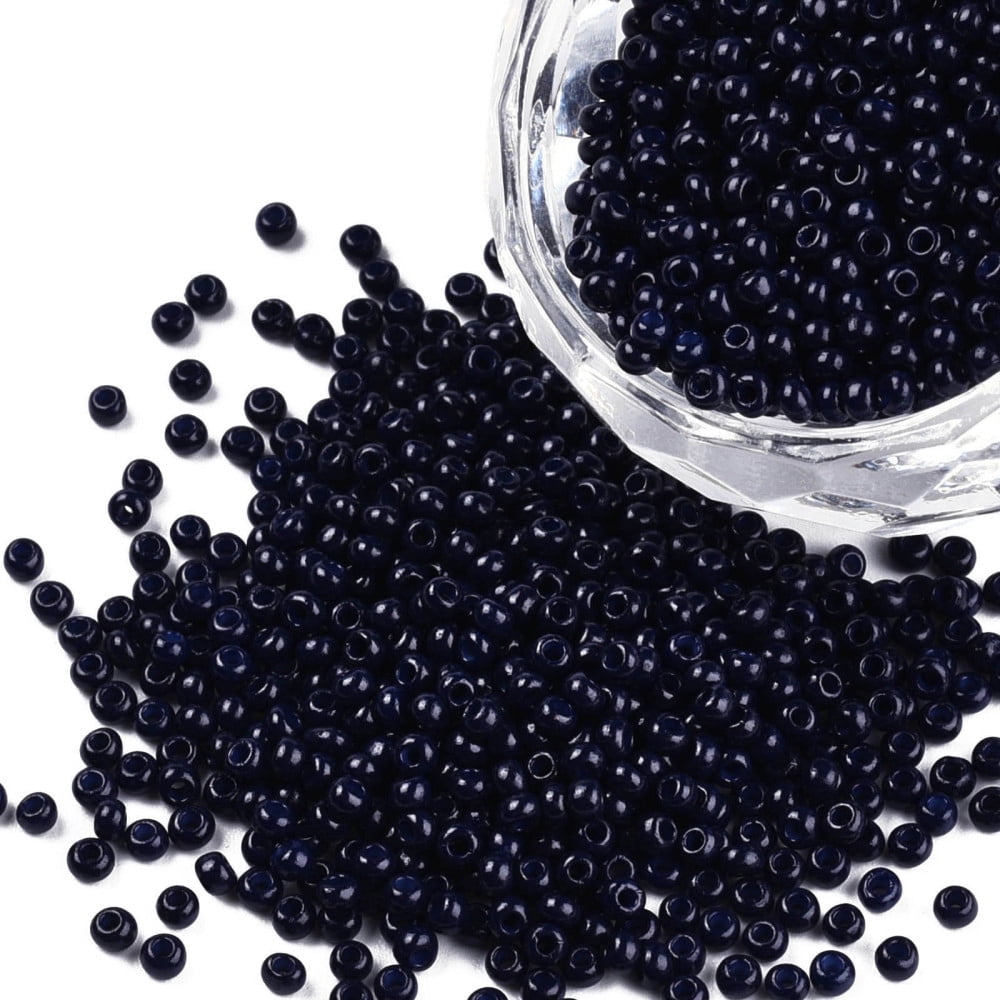 11/0 Grade A Round Glass Seed Beads Baking Paint Dark Blue 2.3x1.5mm Hole: 1mm about 48500pcs/pound