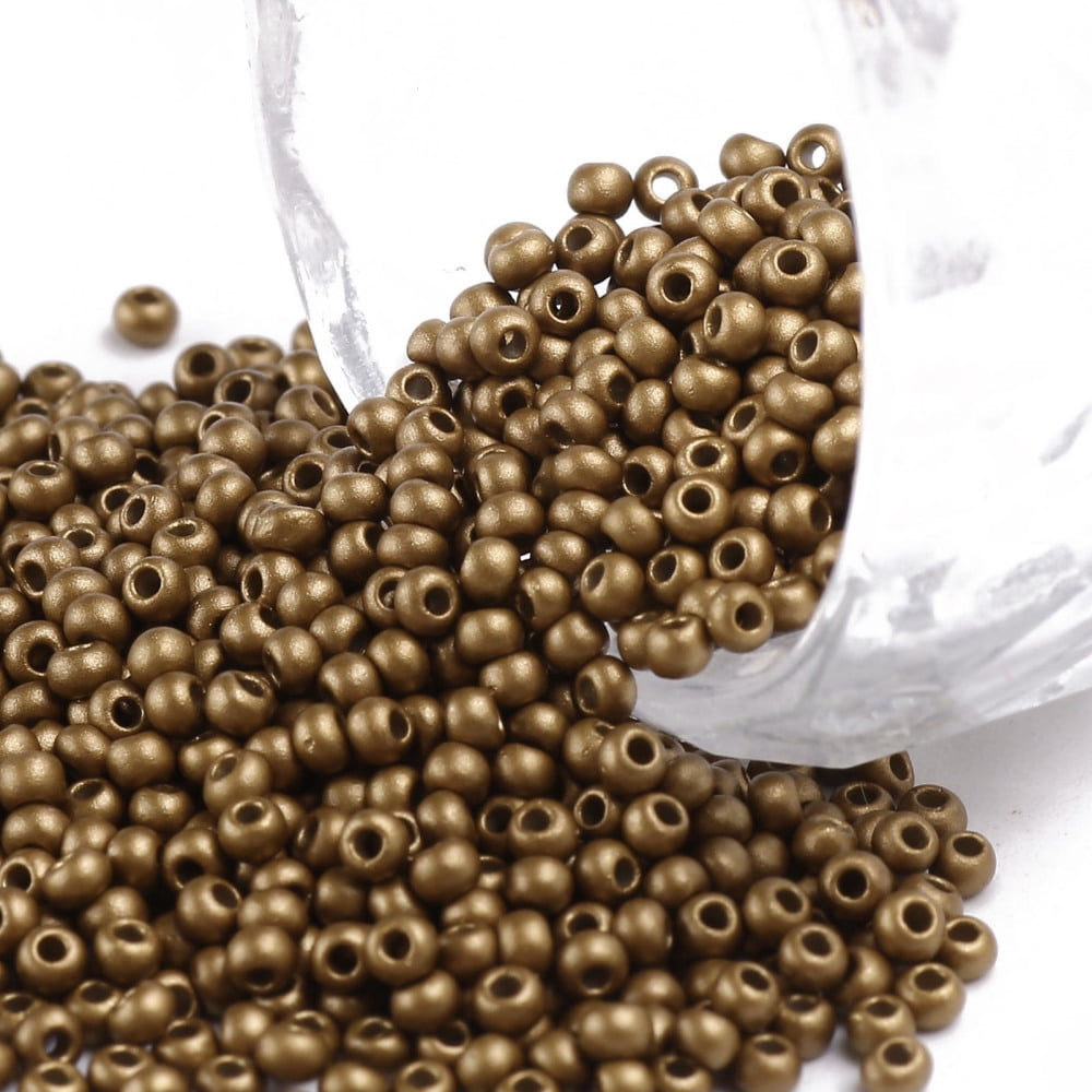 11/0 Grade A Round Glass Seed Beads Baking Paint Dark Goldenrod 2.3x1.5mm Hole: 1mm about 48500pcs/pound
