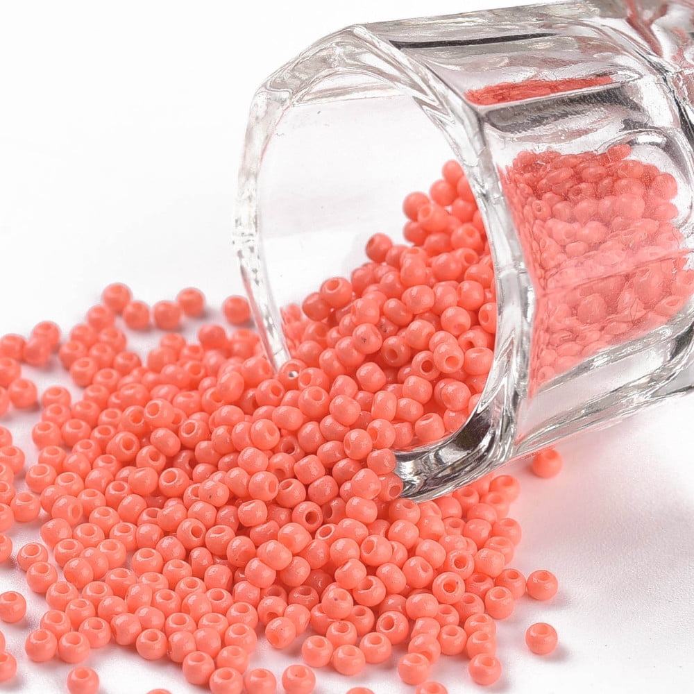11/0 Grade A Round Glass Seed Beads Baking Paint Light Coral about 48500pcs/pound 2.3x1.5mm Hole: 1mm