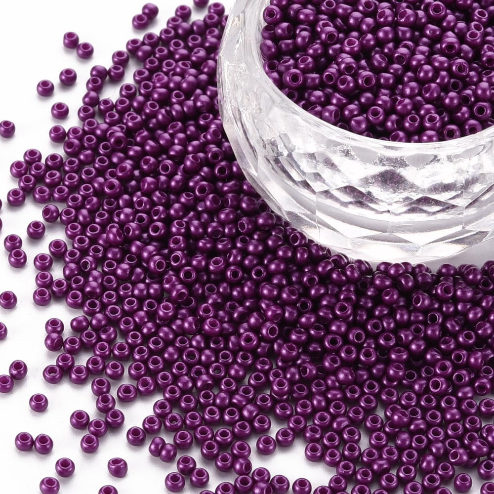 11/0 Grade A Round Glass Seed Beads Baking Paint Medium Orchid 2.3x1.5mm Hole: 1mm 48500pcs/pound