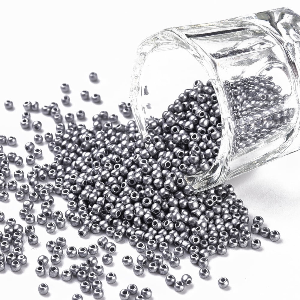 11/0 Grade A Round Glass Seed Beads Baking Paint Silver 2.3x1.5mm Hole: 1mm about 48500pcs/pound